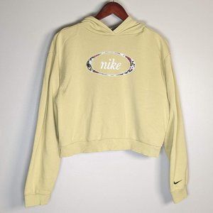 Flower embroidered- Nike Green Cropped Hoodie - Small